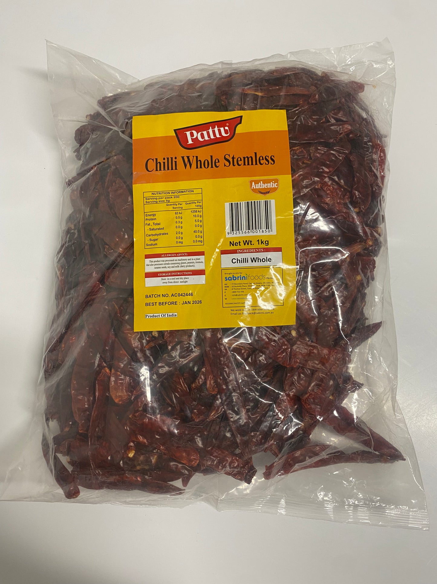 CHILLI WHOLE STEMLESS-1K