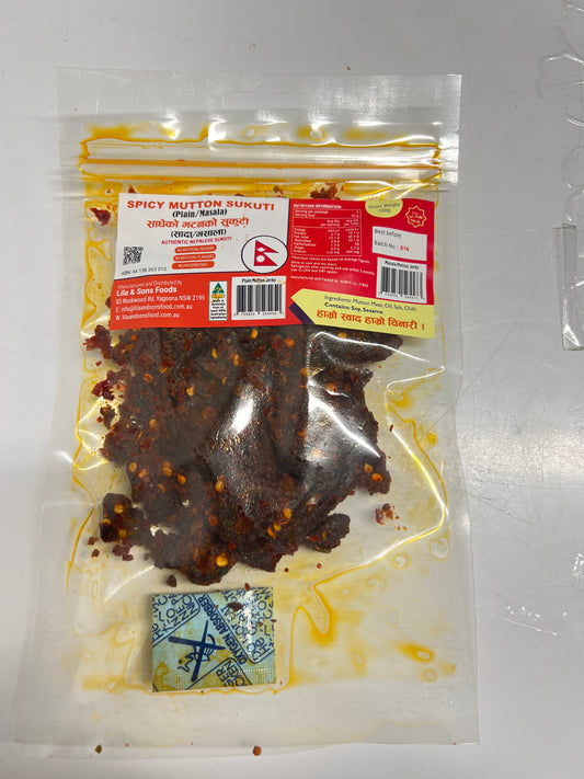 MUTTON JERKY  (MUTTON Sukuti): Hot & Spicy- NEPS FOODS