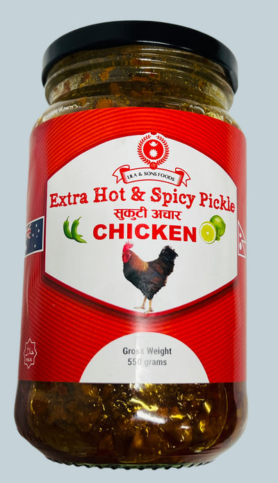 LILA & SONS CHICKEN SUKUTI ACHAR (Extra Hot & Spicy)-550gm